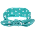 Cute lake blue polka dot rabbit ear headband for girls made of soft fabric material - Polka Dot Bunny Ear (Blue) / Blue