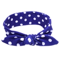 Fascia per neonati in cotone blu scuro con pois bianchi e un grazioso nodo a orecchie - Bambini / Blu Reale Pois (Bambino)
