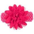 Bandeau élastique pour bébé avec grande fleur en dentelle rose et tissu maille doux - Rouge Rose