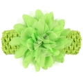 Green lace flower elastic headband for baby girls with mesh fabric and knit band - Green