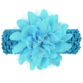 Bandeau crochet bleu pour bébé avec grande applique florale en tulle multicouche - Bleu