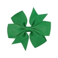 Vibrant emerald green grosgrain ribbon bow hair clip with textured layers for girls - Green