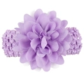Elastic light purple baby headband featuring a large layered mesh and fabric flower - Purple