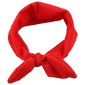 Diadema elástica de tela roja vibrante para bebés con diseño clásico de lazo de orejas - Rojo