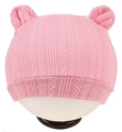 Bonnet tricoté rose pour bébé avec de mignonnes oreilles d'ours et texture en maille - Rose