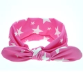 Bandeau oreilles de lapin rose mignon avec motif d'étoiles blanches pour filles - Oreilles de Lapin Étoile (Rouge Rose) / Rouge Rose