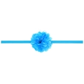 Elastic baby headband featuring a large bright blue layered mesh flower decoration - Blue