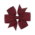 Elegant wine red grosgrain ribbon hair bow with classic swallowtail ribbon design - Brown Red