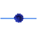 Elastic baby headband with layered royal blue chiffon flower and soft fabric lace band - Royal Blue