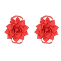 Red chiffon rose flower barefoot sandals for newborn baby photography with elastic bands - Watermelon red