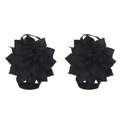 Pair of black fabric lotus flower foot accessories with elastic bands for newborns - Black