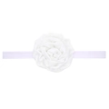 White satin rose baby headband with elastic fabric strap for newborn hair accessories - White