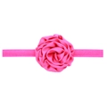 Elegant rose pink satin flower headband for babies and toddlers on elastic fabric strap - Rose Red