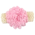 Diadema rosa para bebé con flor de gasa y encaje elástico para niñas pequeñas - Flor Rosa Banda Crema