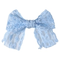 Accessoire cheveux élégant avec nœud en dentelle bleu clair et motifs floraux ajourés - Style de Barrette / Nœud à ruban bleu