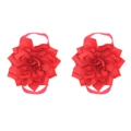 Weiche rote Stoffblumen-Barfußsandalen für Neugeborenen-Fotorequisiten mit elastischem Band - Rot