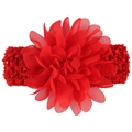 Fascia elastica per neonati con grande fiore in chiffon rosso per festività - Rosso