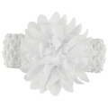 Fascia per neonati con fiore di chiffon bianco e morbido nastro elastico crochet - Bianco