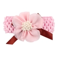 Rosa Baby Stirnband mit Chiffon-Blume, elastischem Häkelband und weichem Satinband - Rosa Blume Rosa Band