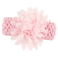 Pink knit baby headband with a large layered chiffon flower for infants and toddlers - Pink