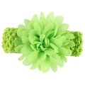 Elastic baby headband with a large light green chiffon flower for infants and children - Grass Green