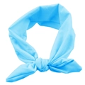 Himmelblaues elastisches Baby-Stirnband aus Stoff mit Hasenohren und geknotetem Design - Himmelblau