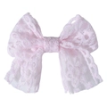 Bandeau à nœud en dentelle rose pour bébé fille avec motif floral ajouré délicat - Style de Barrette / Nœud à ruban rose