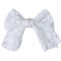 Bandeau élégant pour bébés filles avec nœud en dentelle blanche ajourée et broderie florale - Style de Barrette / Nœud à Ruban Blanc