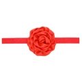 Fascia per capelli neonata con rosa di raso rosso e cinturino elastico - Rosso