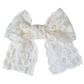 Bandeau nœud en dentelle blanche pour bébé avec broderie florale et texture en maille - Style de Barrette / Nœud à Ruban Beige