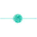 Bandeau bébé élégant vert menthe avec fleur en dentelle et ruban satiné élastique doux - Bleu Turquoise