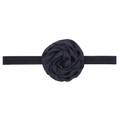 Elegante fascia per neonati con rosa di raso blu navy e morbido elastico per bimbi - Nero