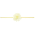 Bandeau bébé en dentelle jaune pâle avec une fleur délicate en mousseline multicouche - Blanc Lait