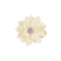 Elegante fermaglio per capelli a fiore in tessuto crema con centro in strass lucidi - Bianco Crema
