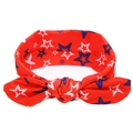 Bandeau bébé rouge Fête de l'Indépendance avec étoiles et nœud oreilles de lapin - Étoiles Rouges Et Bleues