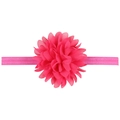 Pink chiffon flower baby headband with 1.5cm elastic ribbed band for infants and toddlers - Rose Red