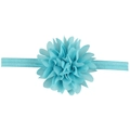 Fascia per neonati celeste con grande fiore in chiffon multistrato su nastro elastico - Blu