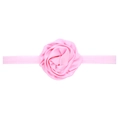 Pink satin rose baby headband with a high elasticity ribbon for infant girls - Pink