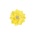 Fermaglio per capelli a fiore in tessuto giallo a strati con cristalli brillanti - Giallo