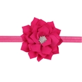 Elastic baby headband with double-layered ruffled rose flower and sparkling rhinestones - Rose Red