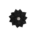 Fermaglio per capelli a fiore nero multistrato con centro in strass e petali opachi - Nero