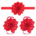 Red chiffon flower headband and matching foot flowers set for infant girls outfit - Red