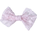 Bandeau à nœud en dentelle rose ajourée avec broderie florale pour bébés filles - Style de Barrette / Nœud en Losange Rose