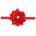 Diadema roja para bebé hecha a mano con flor de volantes y centro de pedrería brillante - Rojo