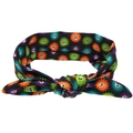 Fascia elastica per neonati con teschi colorati e fiori decorati con un nodo centrale - Teschio nero