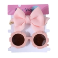 Ensemble bandeau en nylon à nœud rose et lunettes de soleil à pétales pour bébés - Coton Air Snow Bud