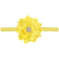 Diadema elástica para bebé con flor de doble capa amarilla y un brillante cristal central - Amarillo