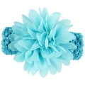 Fascia per capelli neonato azzurro cielo all'uncinetto con fiore in chiffon 3D - Blu
