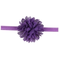 Elastic baby headband with a large dark purple chiffon flower for infants and toddlers - Deep purple