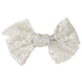 Bandeau bébé avec nœud en dentelle blanche et broderies florales délicates - Style de Barrette / Nœud en Losange Beige